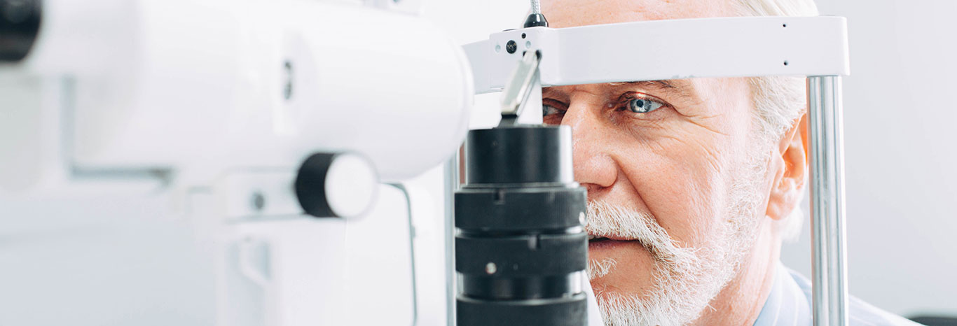 Slide Image of senior male eye exam
